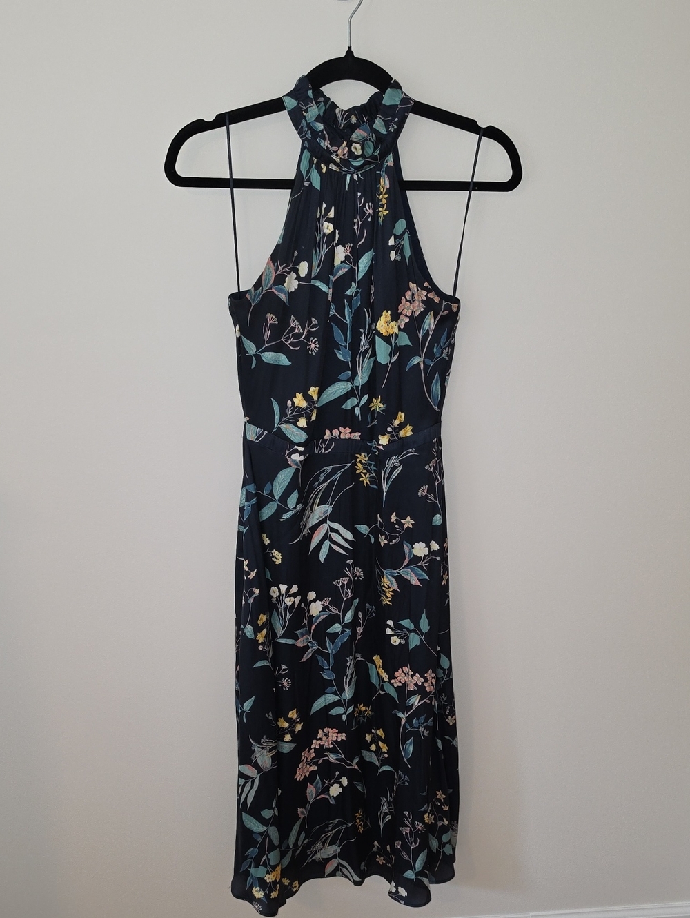 Banana Republic Navy Floral Halter Midi Dress